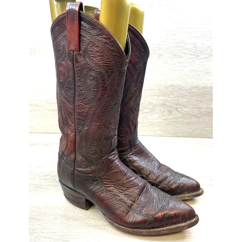 Tony Lama‎ Men's 7.5D Brown Leather Western Cowboy Boots 05702 Round Toe Vintage